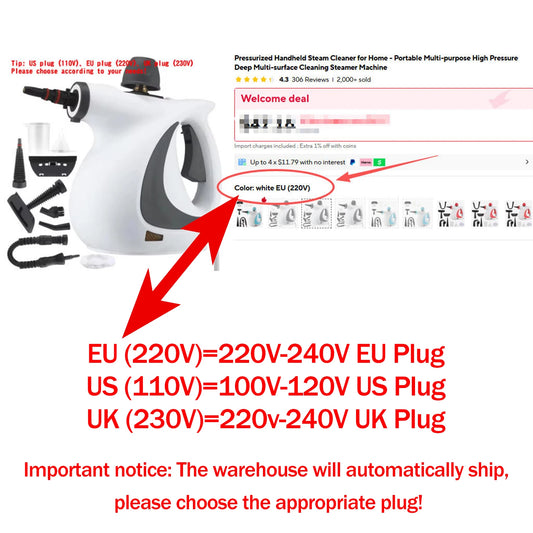 Cleanova SteamBlast Compact — Pressurized Handheld Steam Cleaner