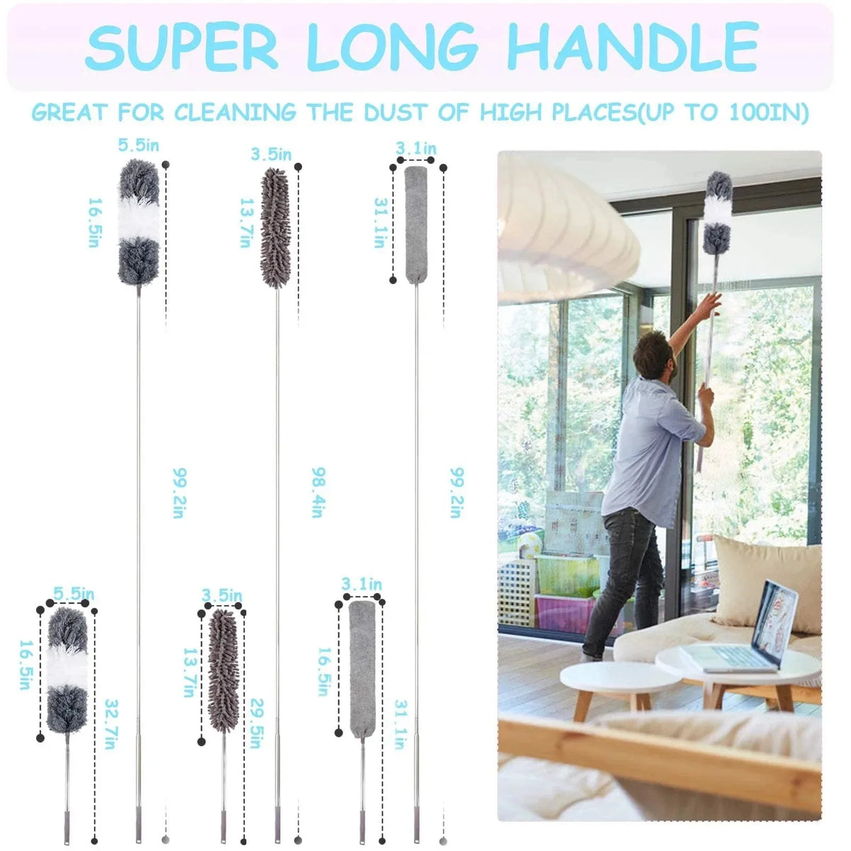 Cleanova ExtendaClean 250cm — Telescopic Microfibre Duster