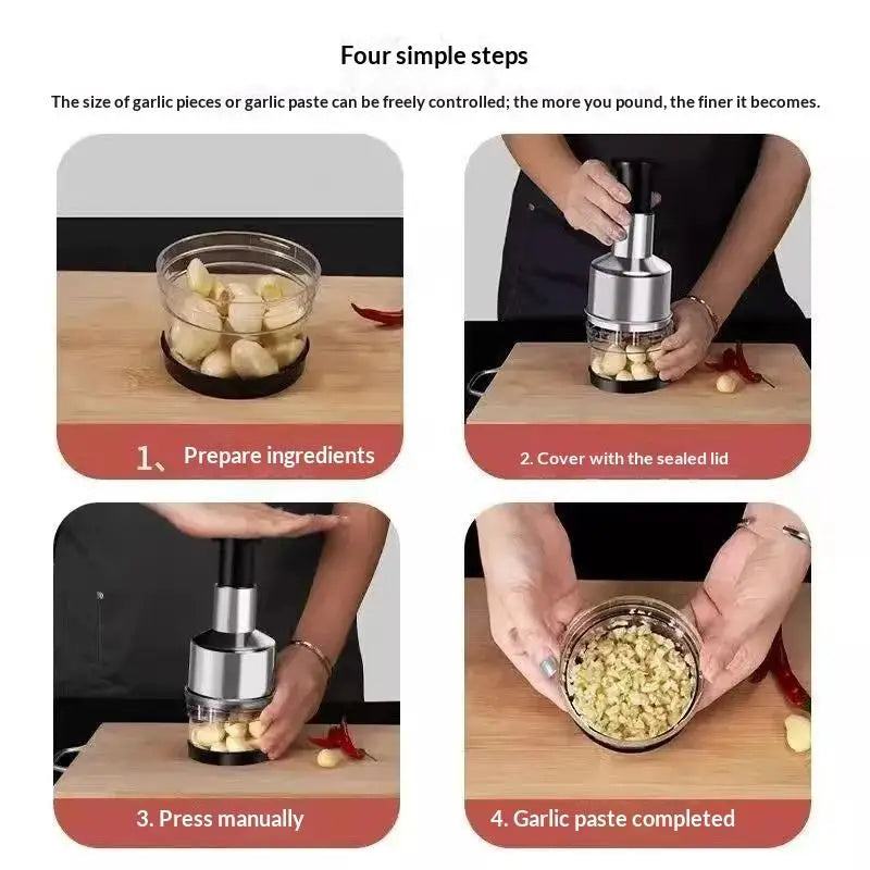 Hand Manual Mincer Garlic Press Chopper Vegetable Slicer 304 Stainless Steel Garlic Press Crusher Onion Cutter Kitchen Tool