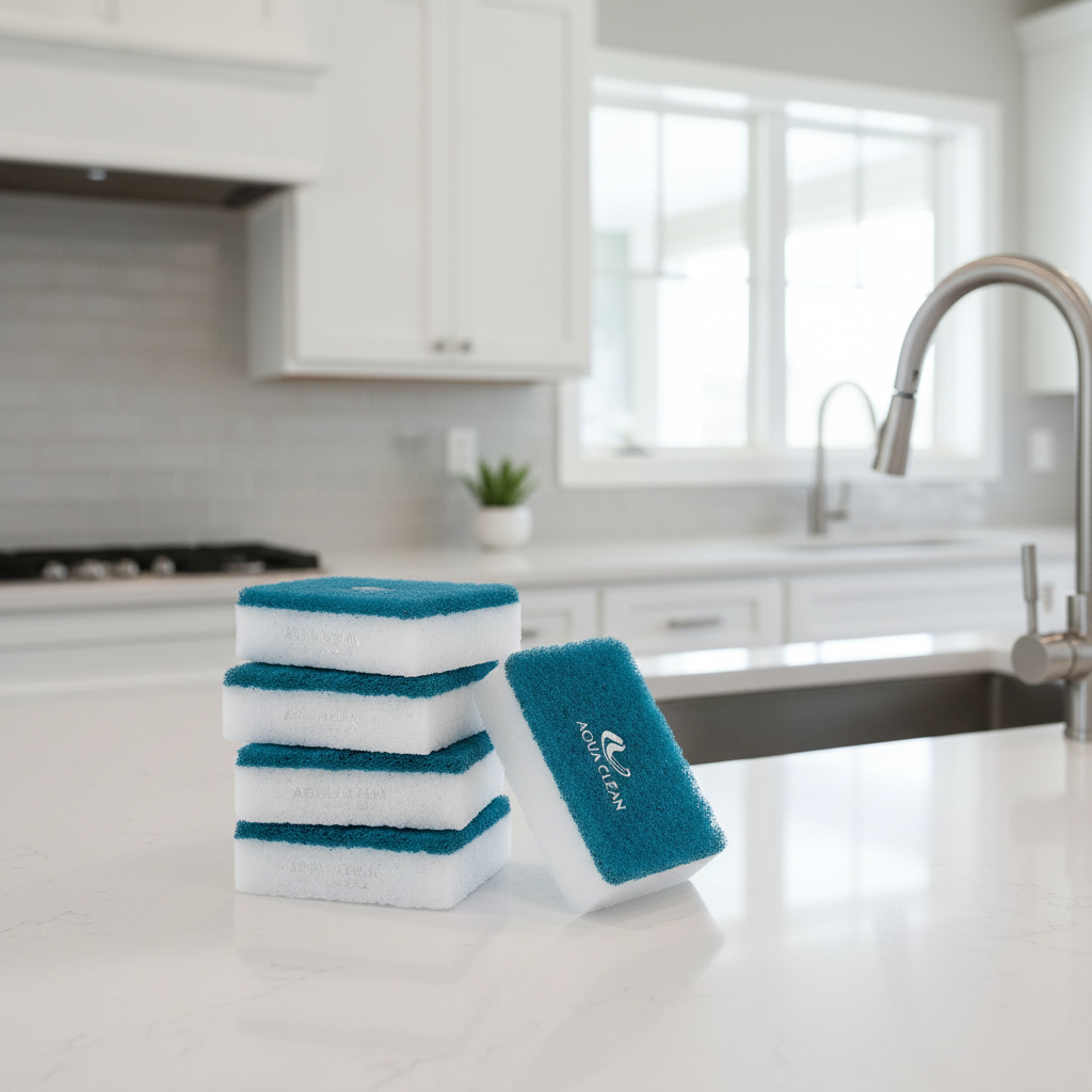 Cleanova DenseSponge high density kitchen cleaning sponges on counter