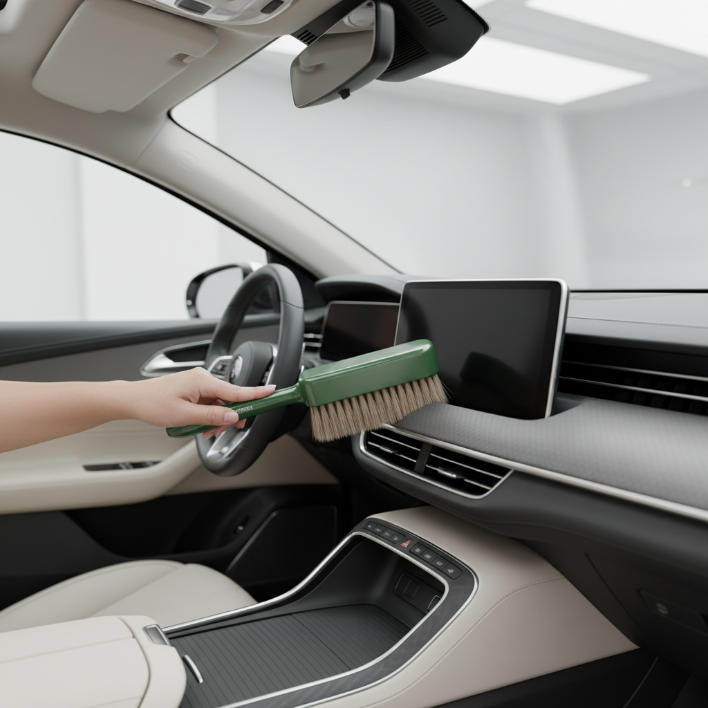 Cleanova CarDetail Brush cleaning car dashboard vents and crevices
